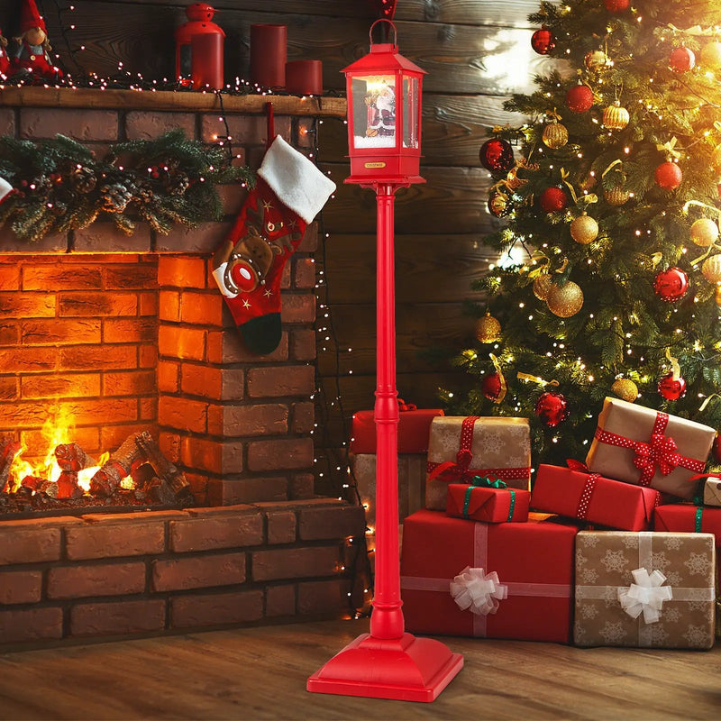 61 Inch Christmas Musical Street Lamp Post with Detachable Snow Globe Lantern-Red by DirectDeals