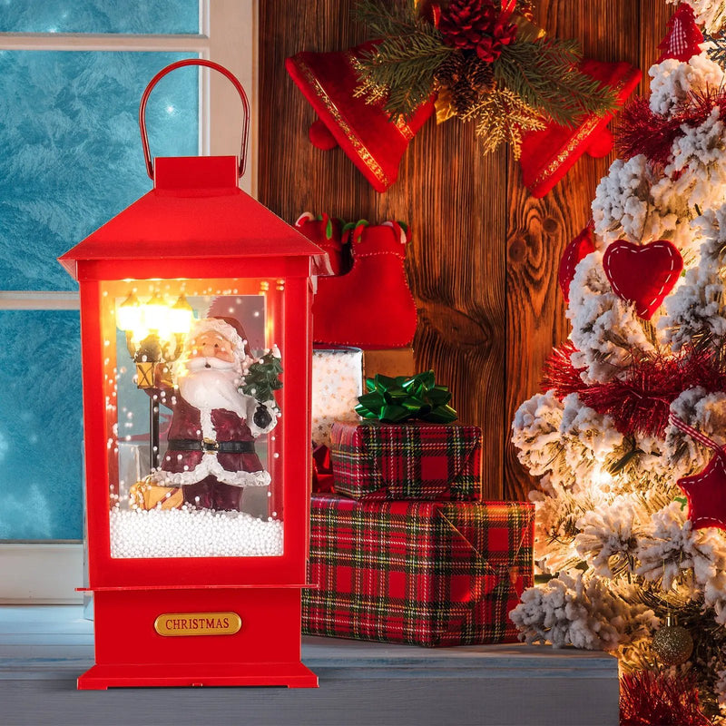 61 Inch Christmas Musical Street Lamp Post with Detachable Snow Globe Lantern-Red by DirectDeals
