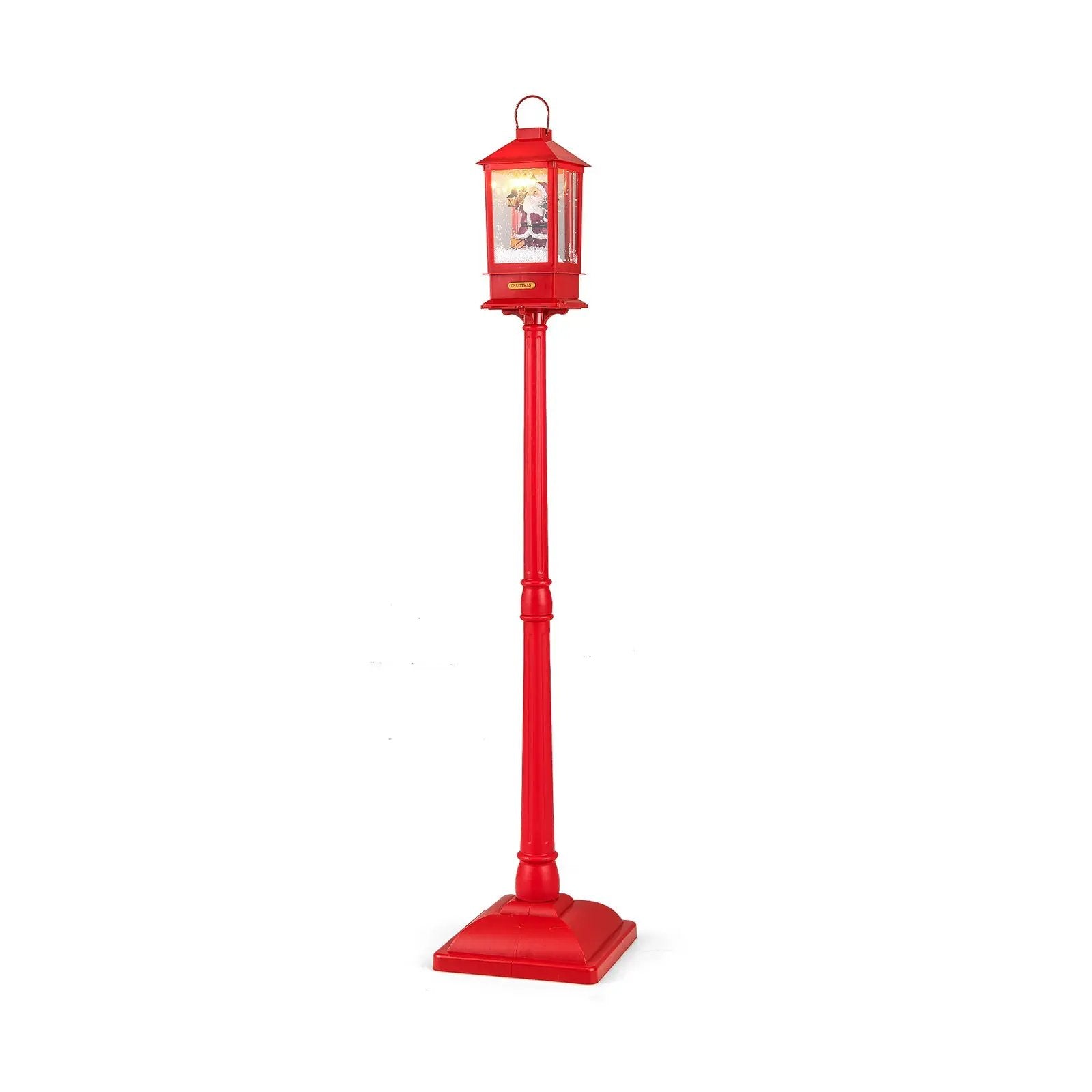 61 Inch Christmas Musical Street Lamp Post with Detachable Snow Globe Lantern-Red by DirectDeals