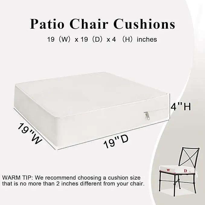 Outdoor Chair Cushions Set of 2 for Patio Furniture 19x19x4 Inch Waterproof Patio Chair Cushion 3 Year Color Fastness Square Elastic Foam Garden Sofa Couch Pads with Ties and Handle,Beige by GreenHaven Gardens