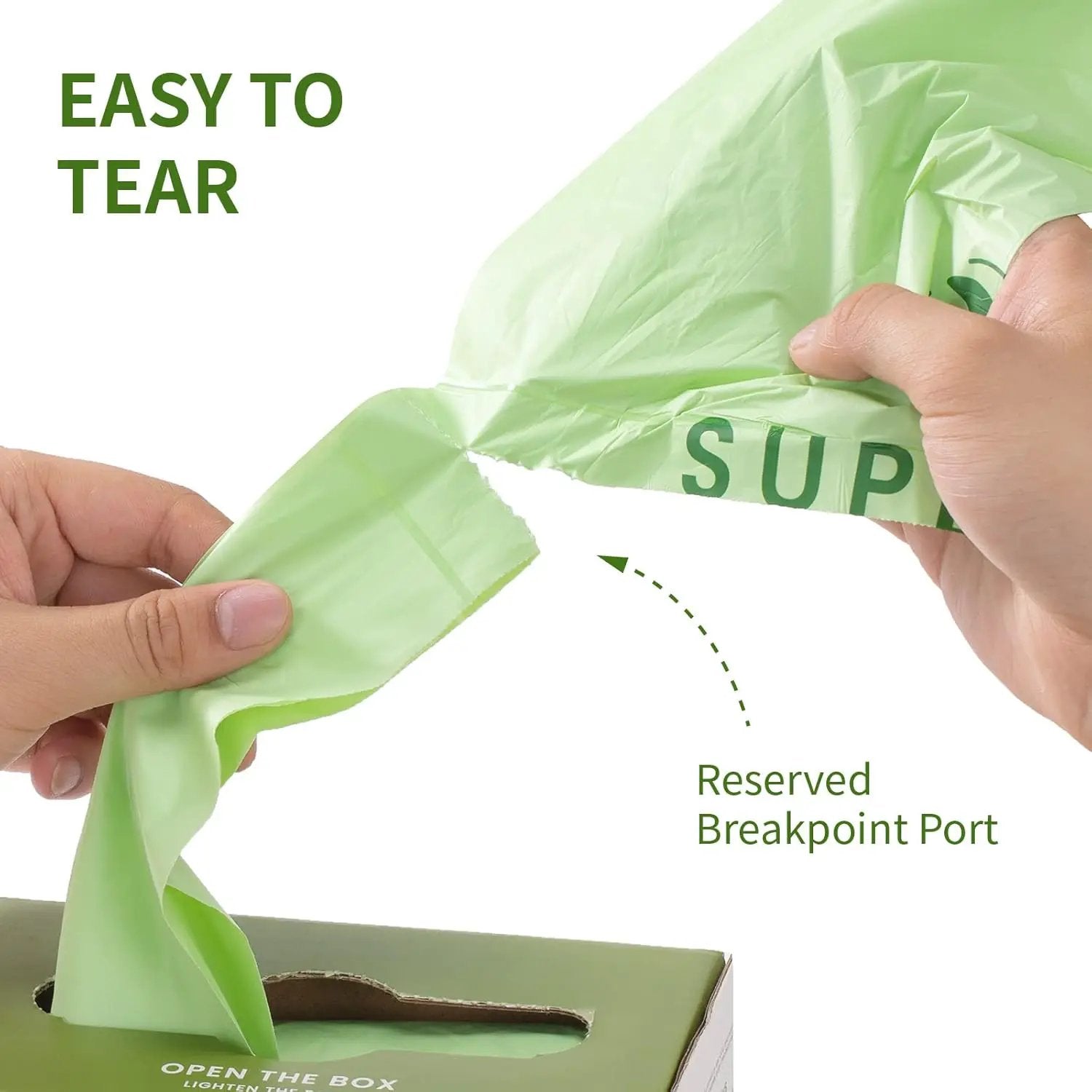 SUPERBIO 1.6 Gallon Handle Tie Compostable Food Scrap Bags For Counter Top Compost Bin, Small Compost Bags, 50 Count, 6 Liter, BPI & OK compost INDUSTRIAL Certified by GreenHaven Gardens