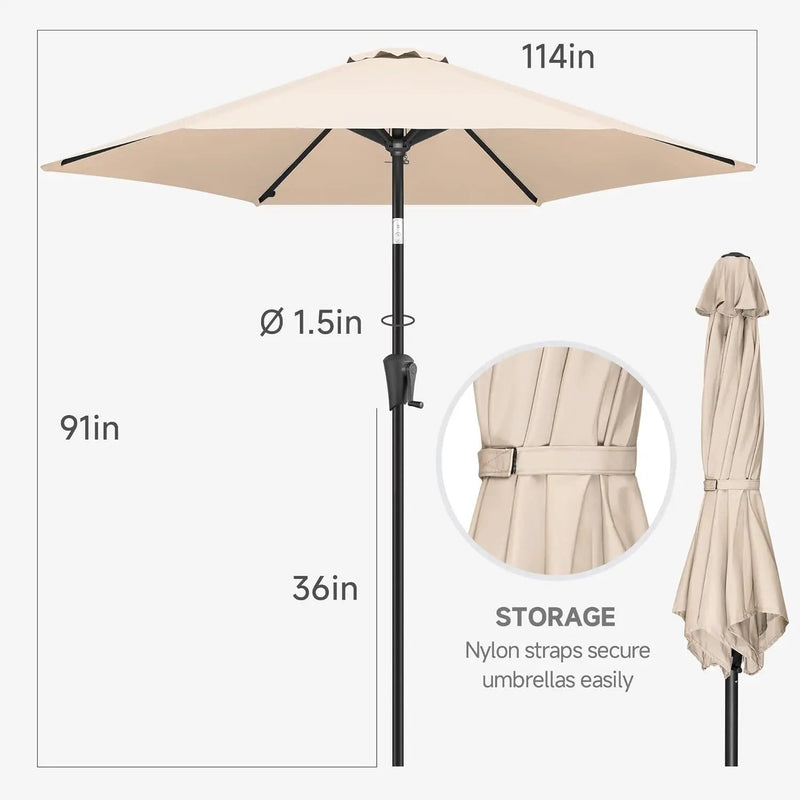 FLAME&SHADE 10ft Patio Umbrella - Outdoor Umbrella with 6 Sturdy Ribs, Push Button Tilt and Crank, UV Protection Table Market Umbrella for Pool, Porch，Garden, Deck, Backyard (Beige) by GreenHaven Gardens