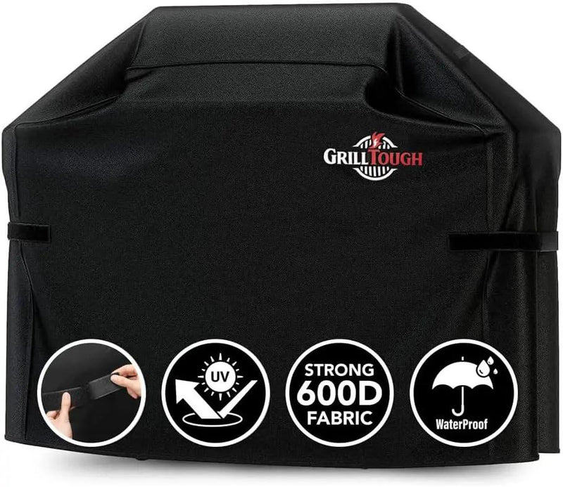 Heavy Duty BBQ Grill Cover for Outdoor Grill, 58 Inch – Waterproof, Weather Resistant, UV & Fade Resistant with Adjustable Straps – Gas Grill Cover for Weber, Genesis, Charbroil, etc. Black by GreenHaven Gardens