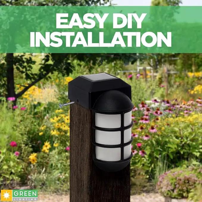 GreenLighting Marina Solar Post Cap Lights Fits 4x4 Nominal Wood Outdoor Solar Powered Post Cap Light, Fence Post, Landscaping, Deck, Garden- Bright LED, Waterproof Nautical Lighting Black 4 Pack by GreenHaven Gardens