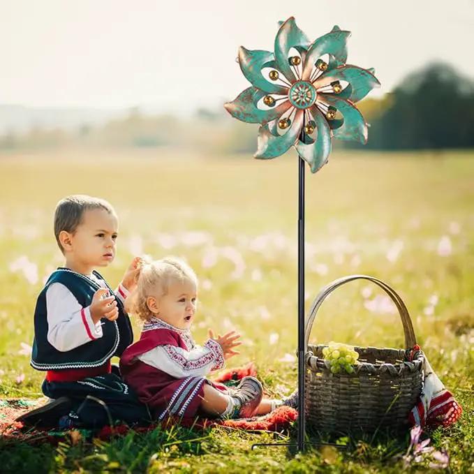VEWOGARDEN Garden Decor Wind Spinners, Small Waterproof Metal Pinwheels Wind Spinner for Yard and Garden 37 * 10inches (Double Blade) by GreenHaven Gardens