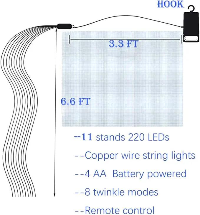 4 Pack 880 LED Battery Operated Firefly Bunch Lights, Remote Control Timer 8 Flashing Modes Copper Wire Waterfall Lights, Fairy Lights Waterproof for Christmas Patio Party Outdoor Decor (Warm White) by GreenHaven Gardens
