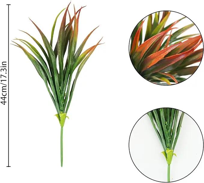 6Pcs Artificial Grass Fake Plants 17.3in Outdoor Plastic Plants UV Resistant Greenery Fake Grass for Home Window Garden Office Patio Hanging Planter Pathway Front Porch Décor Red by GreenHaven Gardens