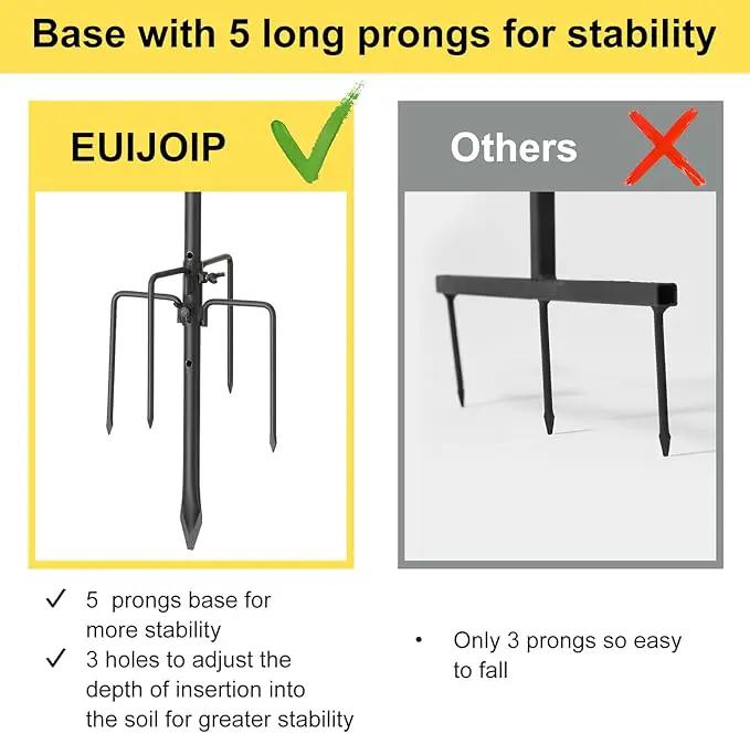 Decorative Shepherd Hooks for Garden, 94 Inch Weather-Resistant Steel – 5 Fork Base Design for Hanging Flower Baskets, Wind Chimes, String Lights – Elegant Scroll Top – Black by GreenHaven Gardens