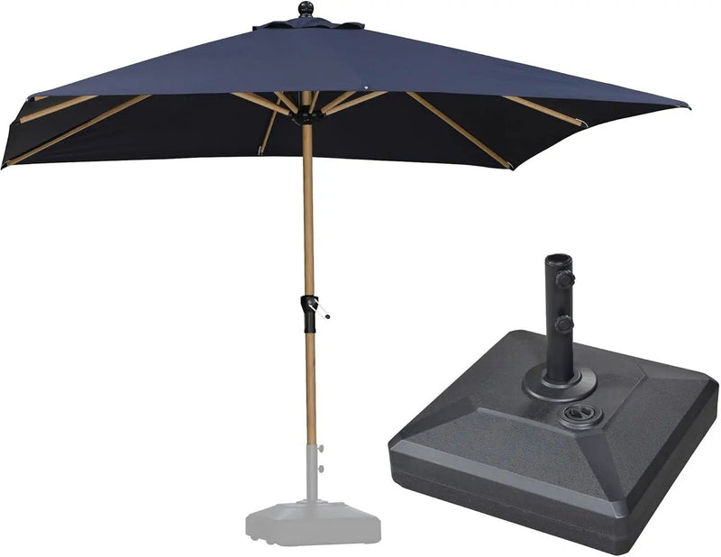 PURPLE LEAF 10' x 10' Square Patio Umbrella with Base Outdoor Umbrella Market Umbrella with Crank & 8 Ribs Aluminum Outdoor Table Umbrella for Pool Deck Backyard, Navy Blue by GreenHaven Gardens