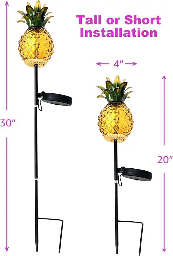 Solar Outdoor Lights Waterproof Garden Solar Pineapple Stakes Lights Lantern Decor Gift Tropical, 2 Packs by GreenHaven Gardens