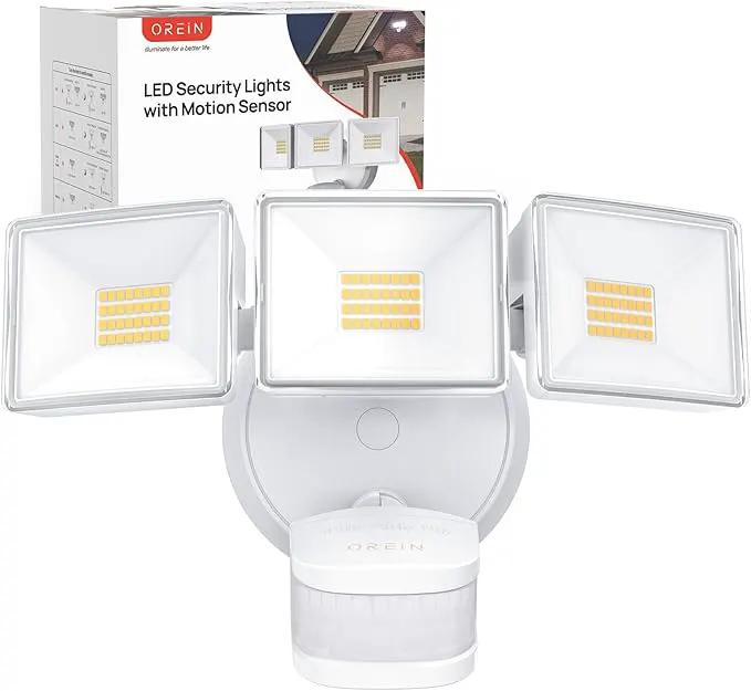OREiN 10000LM Flood Lights Outdoor, 180°/75FT Motion Sensor Outdoor Lights 4 Modes Dimmable Dusk to Dawn Floodlights IP65 Waterproof for 8000SQ.FT Area for Big Patio, Driveway, White (Hardwired) by GreenHaven Gardens