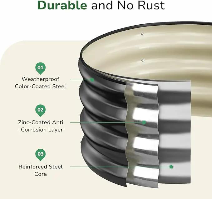 GreatBuddy 2x2x1 ft Round Galvanized Raised Bed, Easy-Assembly Raised Garden Bed with Anti-Cut Gloves & Tools, Rust-Proof Garden Bed for Outdoor, Vegetables, Herbs, Small Trees, Black by GreenHaven Gardens