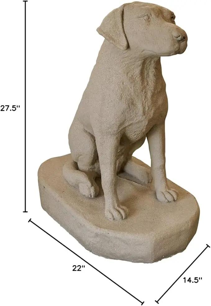 EMSCO Group Sitting Labrador Statue – Natural Sandstone Appearance – Made of Resin – Lightweight – 31” Height by GreenHaven Gardens