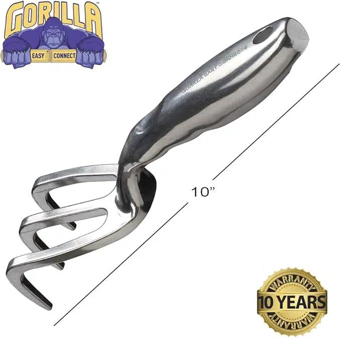 Heavy Duty Garden Tools with Digging Trowel, Transplant Trowel and Cultivator Hand Rake Solid One Piece Cast Aluminum Construction by GreenHaven Gardens