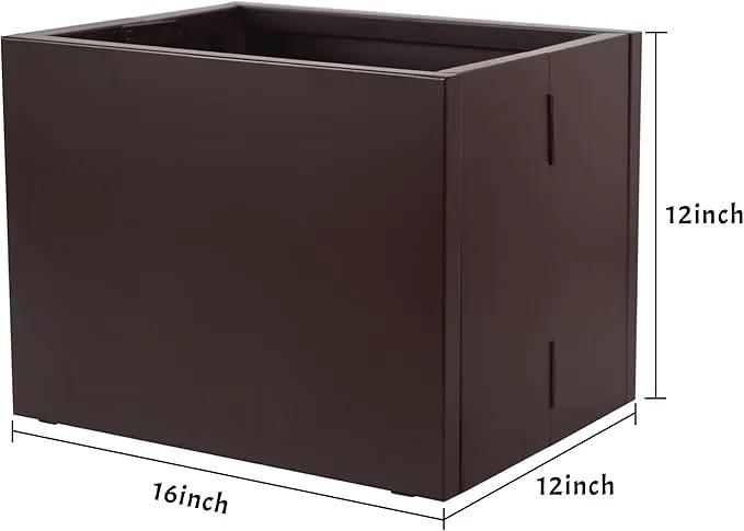 Galvanized Steel Rectangular Planter, 16"x 12"x 12" Small Planters for Outdoor Plants, Brown Outdoor Planter with Drainage Holes by GreenHaven Gardens