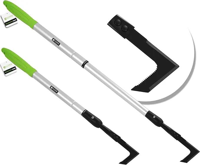 Adjustable Crack Weeder with 42.1IN Long Handle, L-Shaped Blade Serrated Edges for Digging Roots,Cutting Weeds,Removing Moss Between Driveway and Sidewalk Cracks by GreenHaven Gardens