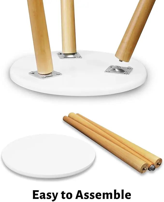 Uneedem Wood Mid Century Plant Stand for Indoor Plants, Modern Table, Tall Holder for Flower Pots, Small Round Side/End Table(A2 White, High: 16.5") by GreenHaven Gardens