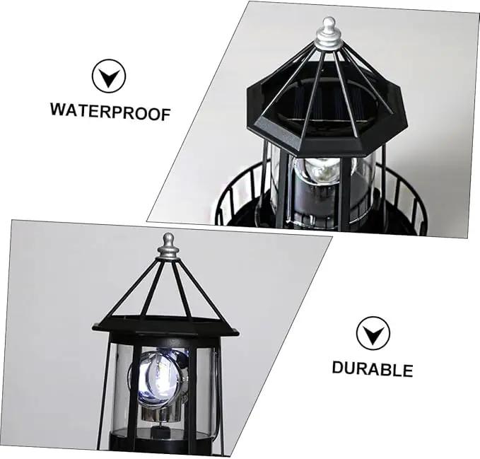 DOITOOL LED Solar Powered Rotating Lighthouse Outdoor Courtyard Solar Hanging Lamp Lawn Lantern for Patio Fence Garden Yard Decorations by GreenHaven Gardens