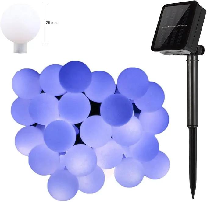 Globe Ball Fairy Lights, 50 LEDs 23ft/7M Solar Led Globe String Lights Waterproof with Two Lighting Modes for Garden Outdoor Party Christmas Decoration (Blue) by GreenHaven Gardens