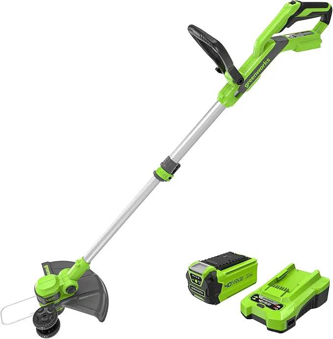 Greenworks 40V Cordless 2-in-1 Trimmer Edger (Gen 2) - 13" Lawn Weed Wacker for Fence & Sidewalk , Lightweight Gas Trimmer Alternative with Auto Feed Spool , 2.0Ah Battery & Charger (40-Min Runtime) by GreenHaven Gardens
