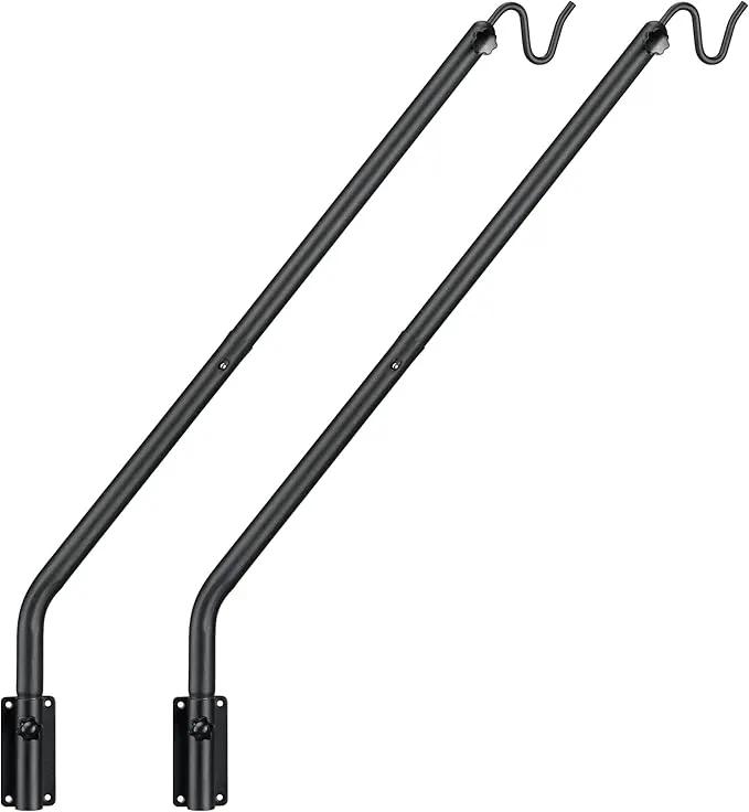 Kingsyard 2 Pack Heavy Duty Wall Mounted Deck Hook, 27"-39" Adjustable Metal Plant Wall Hanger for Hanging Bird Feeders, Planters, Lanterns, Wind Chimes, Wall Mounted by GreenHaven Gardens