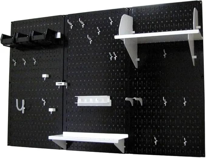 Wall Control Pegboard Organizer 4 ft. Metal Pegboard Standard Tool Storage Kit with Black Toolboard and White Accessories by GreenHaven Gardens