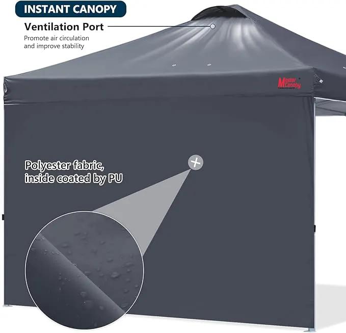 MASTERCANOPY Durable Pop-up Canopy Tent with 1 Sidewall (10'x10',Dark Gray) by GreenHaven Gardens