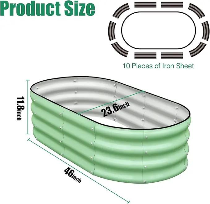 SnugNiture Galvanized Raised Garden Bed, 4x2x1ft Oval Metal Planter Box for Planting Outdoor Plants Vegetables by GreenHaven Gardens