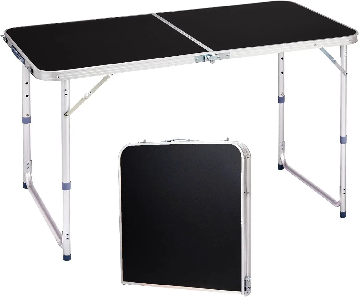 Outvita 4ft Portable Folding Camping Table, Outdoor Waterproof Adjustable Height Table, Aluminum Lightweight Suitcase Foldable Table for Picnic BBQ Beach Dining by GreenHaven Gardens