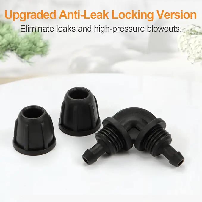 1/4 Inch Drip Irrigation Elbow Fittings, 25 Pieces 1/4'' Drip Line Barbed Locked Elbow Connectors for 1/4 Inch Irrigation Tubing Anti-leak 90 Degree Elbow for Garden Drip Sprinkler Systems by GreenHaven Gardens