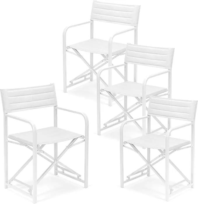 Aoodor Patio 34" Director's Chairs Set of 4, Outdoor Portable Bar Height Seating with Folding Aluminum Frame, 225 lbs Capacity, Perfect for Camping, Fishing, Picnic by GreenHaven Gardens