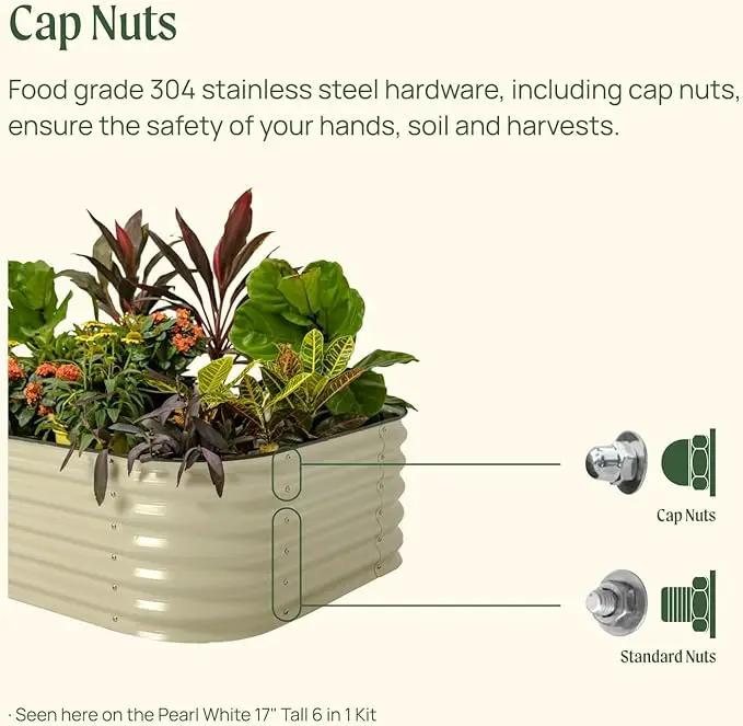 Vego garden 17" Tall 42" Round Raised Garden Bed Metal Raised Bed Planter Box for Vegetables Flowers Patio, Pearl White by GreenHaven Gardens