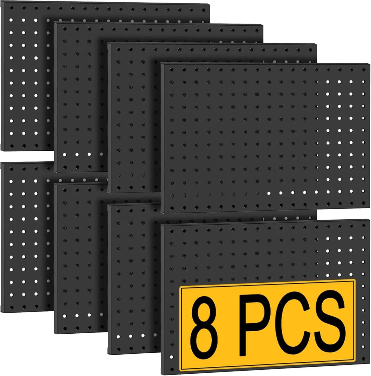 8 Pcs Metal Pegboard Panels, Heavy Duty Peg Boards for Garage and Garden Tool Storage, Includes Drywall Anchors and Screws Kits, Black (8 pcs 16in x 12in) by GreenHaven Gardens