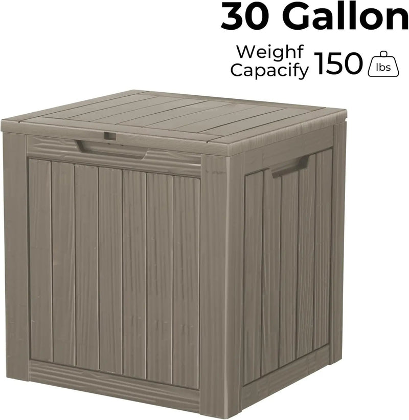 35 Gallon Waterproof Large Resin Deck Box Indoor/Outdoor Lockable Storage Container and Seating for Garden, Pool, and Patio (35 Gallon, Grey) by GreenHaven Gardens