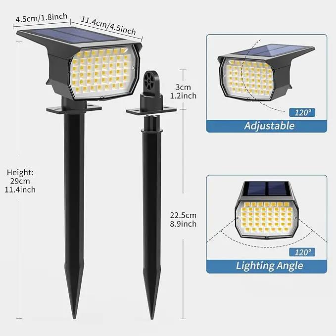 Solar Spot Lights Outdoor Waterproof IP65, 12 Pack Landscape Spotlights with 46 LEDs, 3 Modes Auto On/Off Solar Powered Flood Lights for Outside Pathway, Yard, Garden, Walkway (Warm White) by GreenHaven Gardens