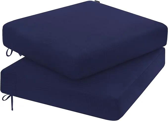 Favoyard Outdoor Chair Cushion 19 x 19 x 3 Inch Rainproof & 3-Year Fade Resistant Patio Furniture Cushions with Removable Cover and Adjustable Ties for Garden Sofa Couch Pads Set of 2, Blue by GreenHaven Gardens