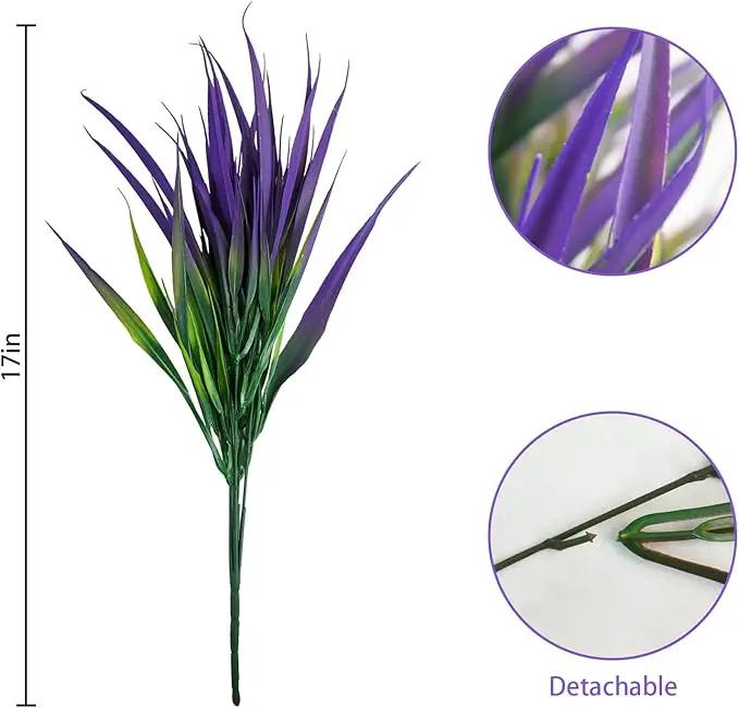 Uieke 12 Bundles Artificial Outdoor Plants UV Resistant Fake Grass Plants Faux Plastic Plants Greenery Shrubs for Home Garden Pathway Window Box Front Porch Cemetery Spring Summer Decor, Purple by GreenHaven Gardens