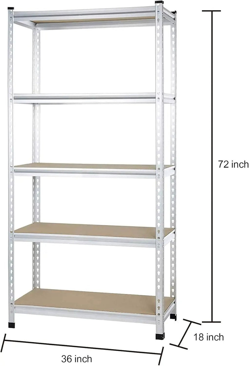 Amazon Basics Medium Duty Storage Shelving Double Post Press Board 5 Tier Shelf, Aluminum, 36 x 18 x 72 by GreenHaven Gardens