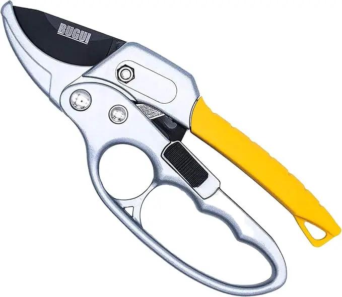 BUGUI 8" Ratchet Pruning Shears, 5 Times Cutting Power Than Normal Garden Scissors, Labor-Saving Design for Arthritis Weak Hands by GreenHaven Gardens