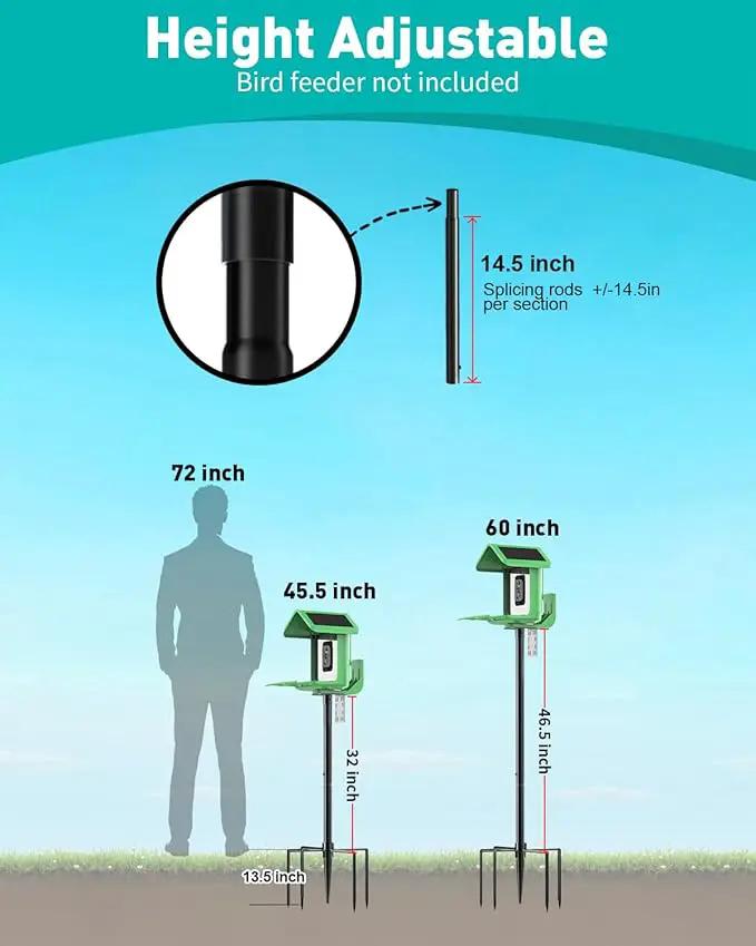 Bird Feeder Pole – 60 Inch Height Bird House Pole with 1-Inch Dia Heavy Duty for Birdfeeders, Feeding Stand with Mount Kit for Outdoor, Slip-Fit Connection by GreenHaven Gardens