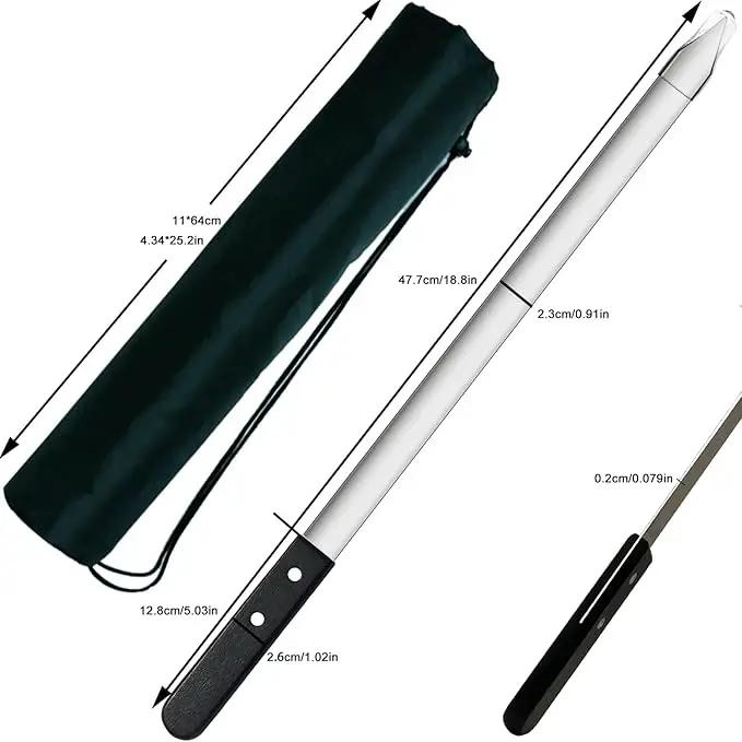 23.6 Inch Long Kabob Skewers, 0.91 Inch Wide, Stainless Steel with Black Wood Handle, 7 Pack by GreenHaven Gardens