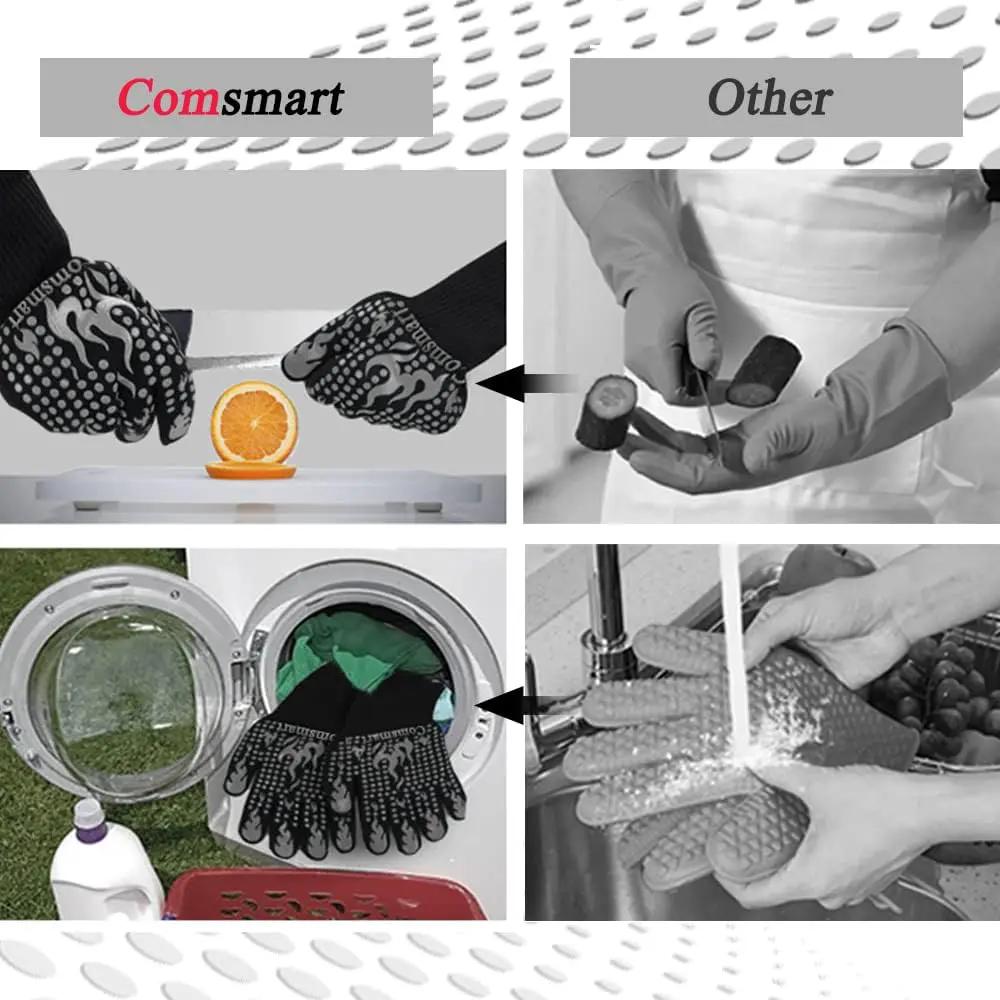 Comsmart BBQ Gloves, 1472F Heat Resistant Silicone Non-Slip Oven Mitts, Long Kitchen Gloves Perfect for Grilling, Cooking, Baking, Cutting by GreenHaven Gardens