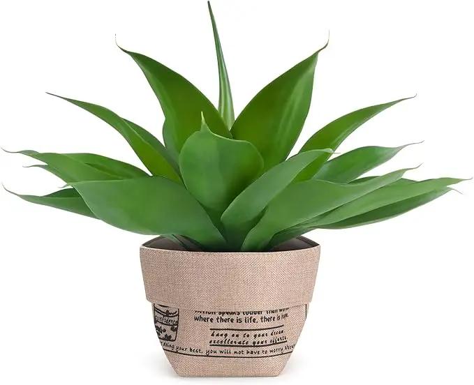 Velener Fake Agave with Burlap Bag, Artificial Plant Outdoor Agave - Fake Plants for Indoor and Outdoor Decor(16 Inch) by GreenHaven Gardens