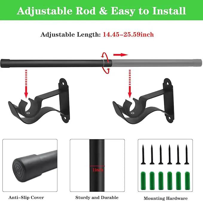 DOUBFIVSY Hanging Planters for Indoor Plants Plant Hanger, Adjustable Hanging Window Planter Hanging Wall Planter for Garden, 25in Plant Shelves Metal Holder Rod with Pots (Black) by GreenHaven Gardens