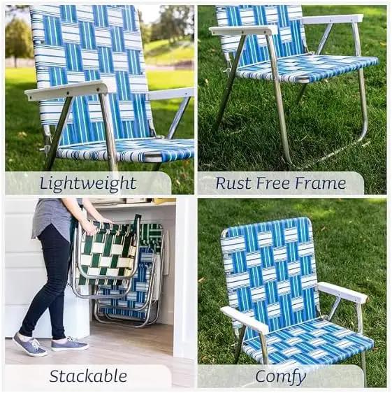 Lawn Chair USA Folding Aluminum Outdoor Patio Lawn Chair | Heavy-Duty Webbed Chairs for Camping, Sports, Beach, Yard & Tailgating | Lightweight Portable | Classic - Black/Orange by GreenHaven Gardens
