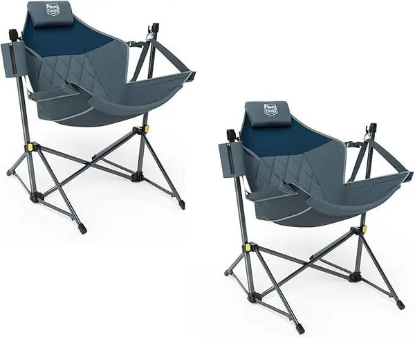 TIMBER RIDGE Hammock Camping Chair with Adjustable Backrest, Heavy Duty Folding Hammock Chair Supports 300lbs, Portable Hammock Chair for Camping, Travelling and Patio, Blue 2 Pack