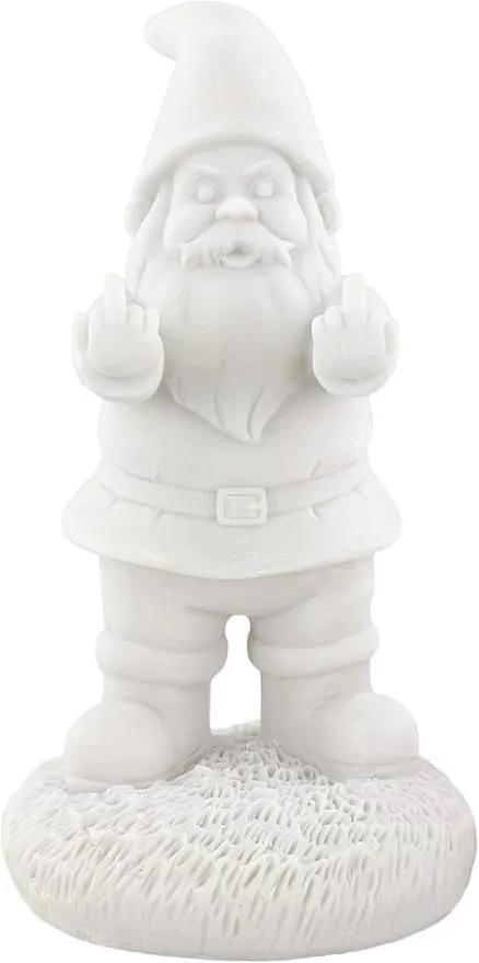 Gnometastic Gnude Gnomes - Unpainted Double Bird Garden Gnome Statue, 8.5in / DIY Paint Your Own Gnome - Funny Garden Gnomes to Paint for Adults, Outdoor or Indoor by GreenHaven Gardens