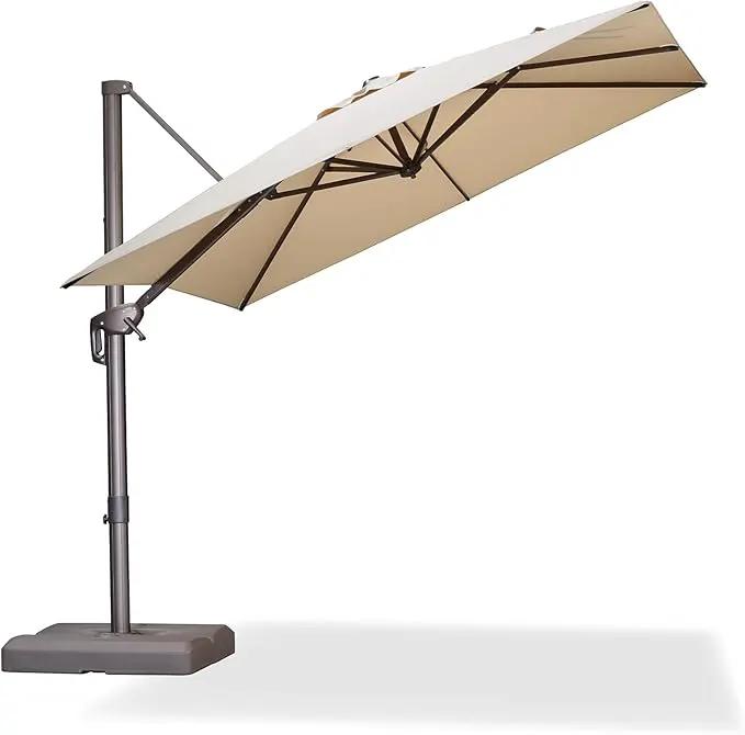 PURPLE LEAF 8 Feet Cantilever Patio Umbrella Square Umbrella with 360° Rotation and Aluminum Offset Hanging Outdoor Umbrella for Pool Garden Backyard Deck, Beige by GreenHaven Gardens