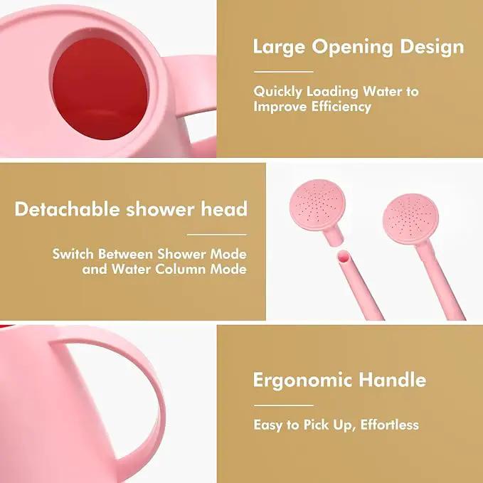Watering Can for Indoor Outdoor Plants, Modern Small Watering Cans with Removable Nozzle, Long Spout Watering Can for Indoor Bonsai Plants Garden Flowers 1/2 Gallon 1.8L 60OZ (Pink) by GreenHaven Gardens