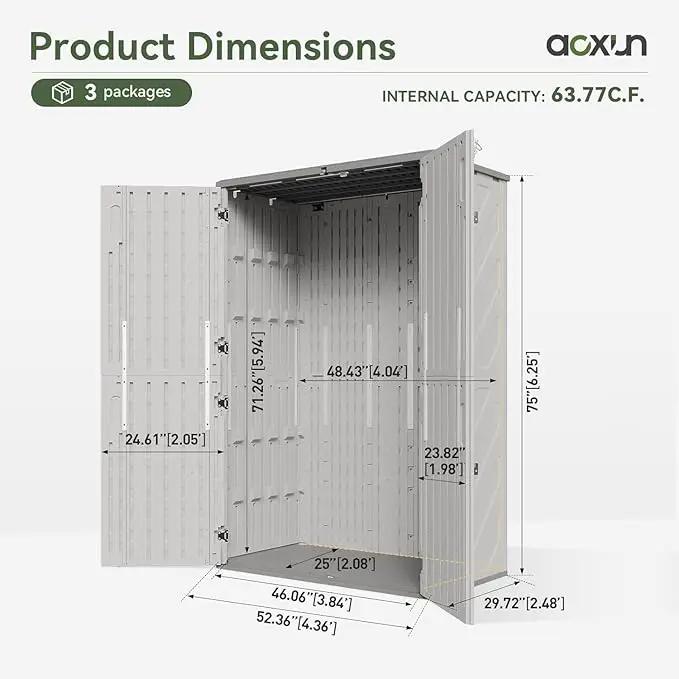 Aoxun 64 Cu.Ft Outdoor Storage Shed with Floor, Waterproof Horizontal Resin Cabinet for Garage Storage, Pool Storage, Bike Shed, Garden Shed by GreenHaven Gardens